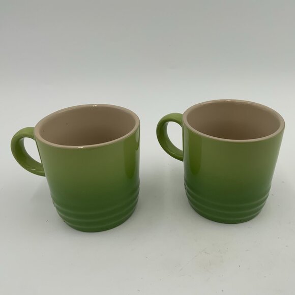 Le Creuset 3.38 oz Cappuccino / Espresso Coffee Mugs - Pair of Ombre Green NWOT - Picture 5 of 10